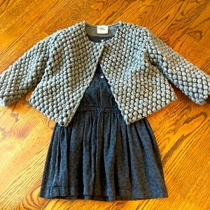Toddler Girls Sweater Coat and Leopard Print Dress
